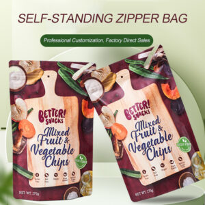 Custom printed vegetable snack bag with zipper