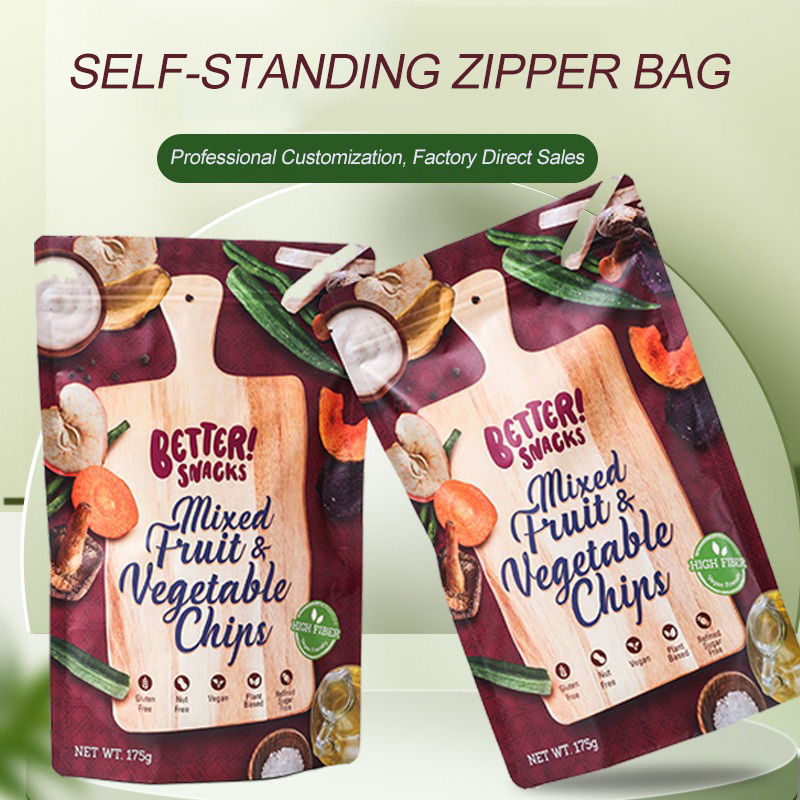 Custom printed vegetable snack bag with zipper