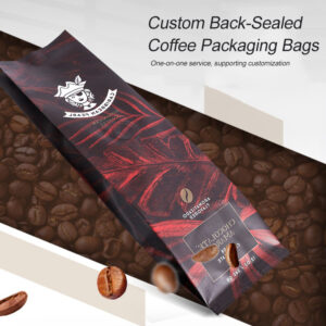 Custom back-seal coffee packaging bag with one-way valve