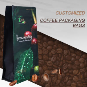 Custom flat bottom coffee bag with 8-side seal