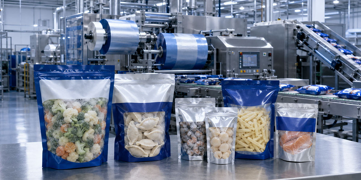 Premium frozen food packaging texture