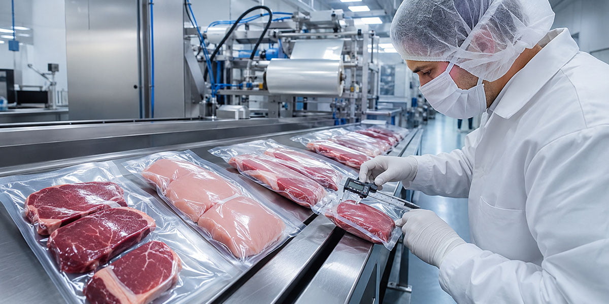 Professional vacuum sealed fresh meat packaging with high-barrier texture