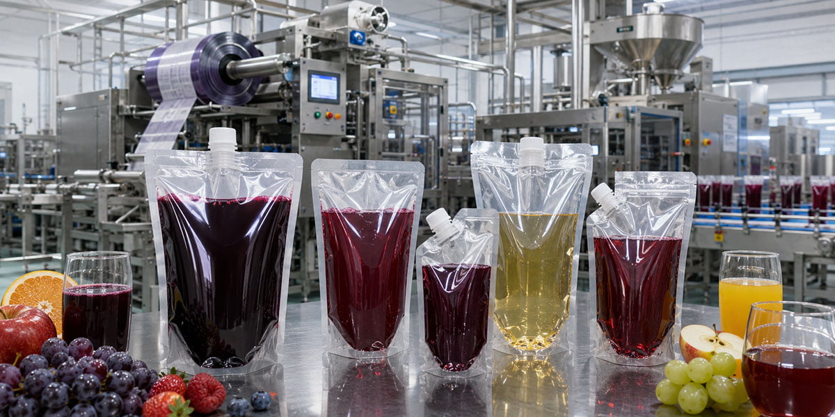 Vibrant juice liquid and flexible packaging film texture